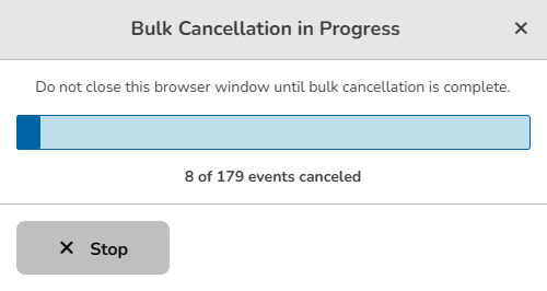 Screenshot of Bulk Cancel button on the Schedule tab.